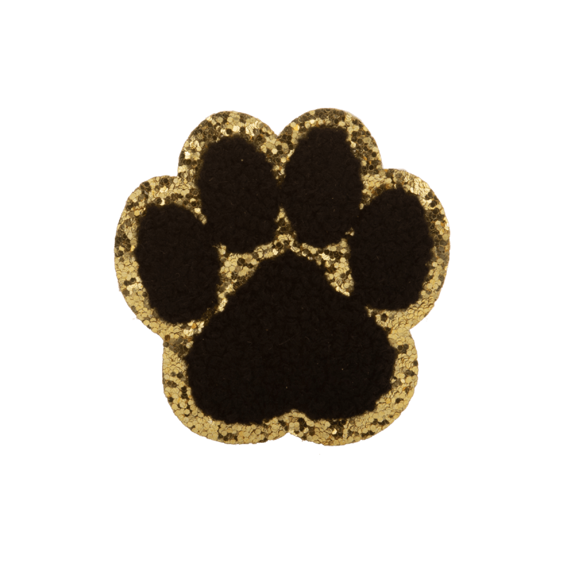 Paw Print Patch 6cm Gold Border