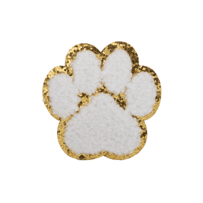 Paw Print Patch 6cm Gold Border